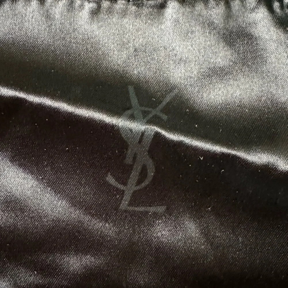 Yves Saint Laurent Black Satin Cosmetic Cover Open Slot Pouch